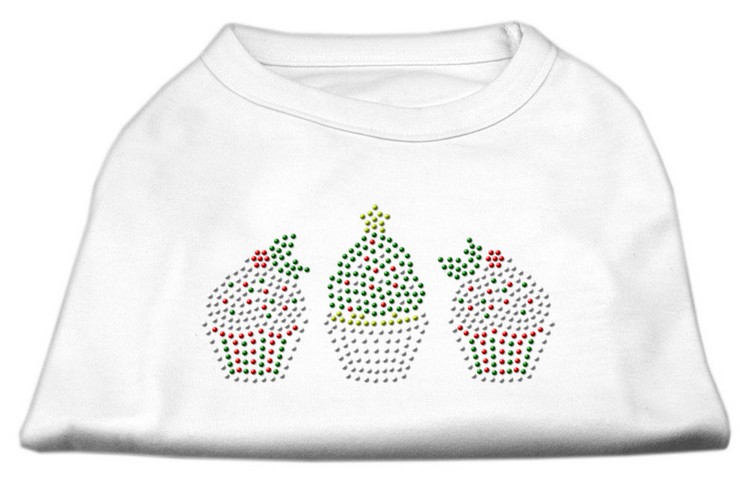 Christmas Cupcakes Rhinestone Shirt White S